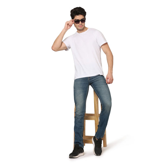 Kagad Men Straight Fit Mid Blue Denim Jeans - Style Code "KGDJNS-403016