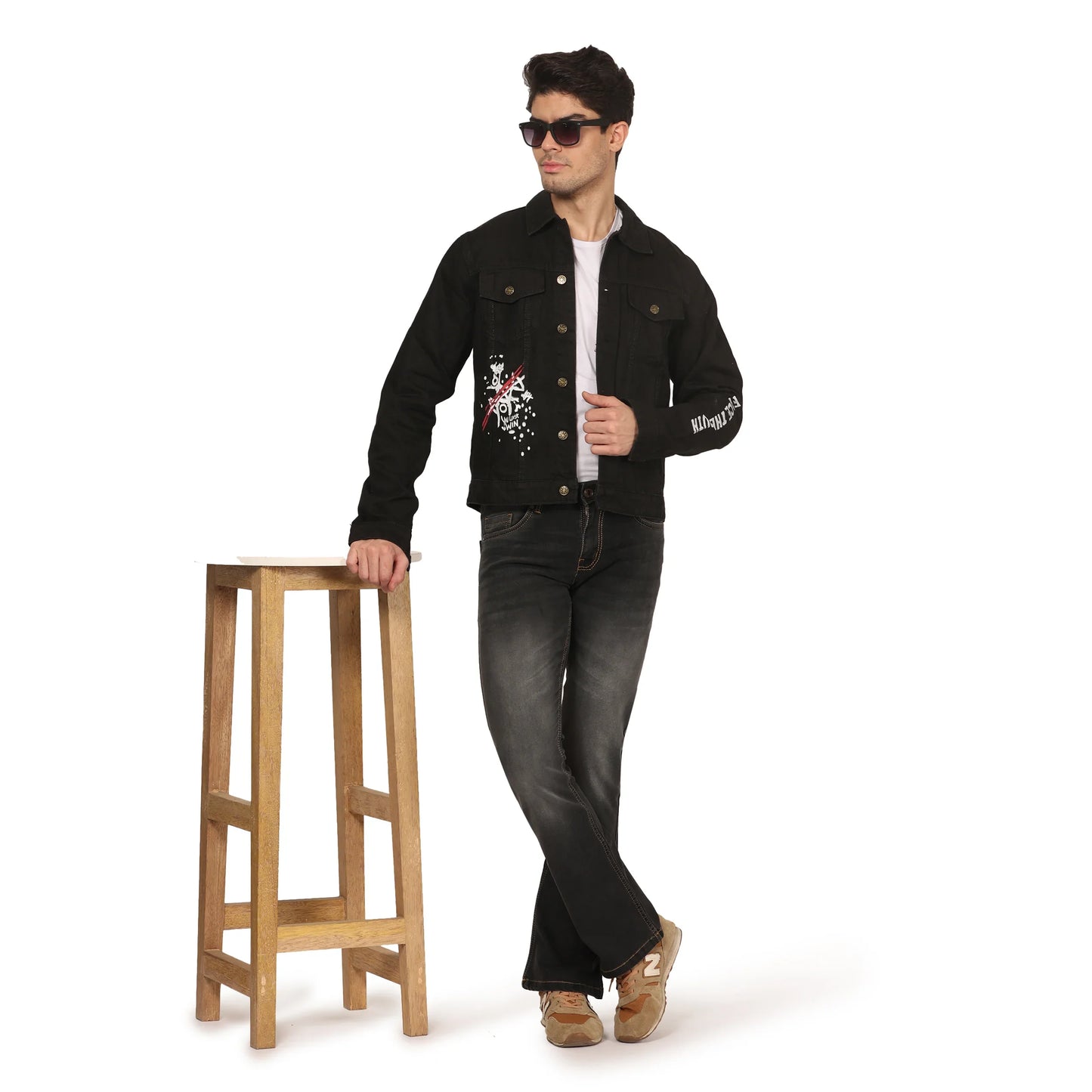 Kagad Men Regular Fit Black Printed Denim Jacket - Style Code "KGDJKT-402001