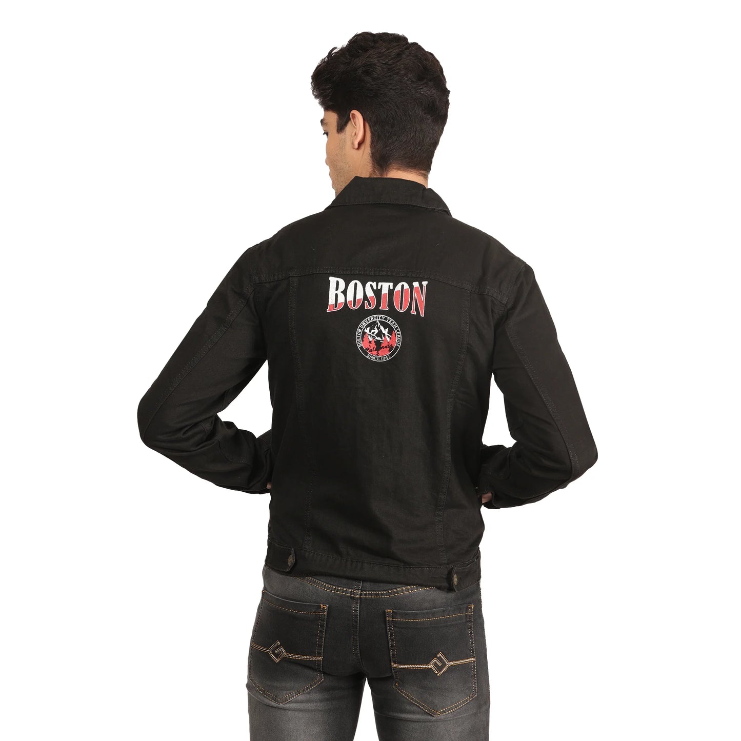 Kagad Men Regular Fit Black Printed Denim Jacket - Style Code "KGDJKT-402001