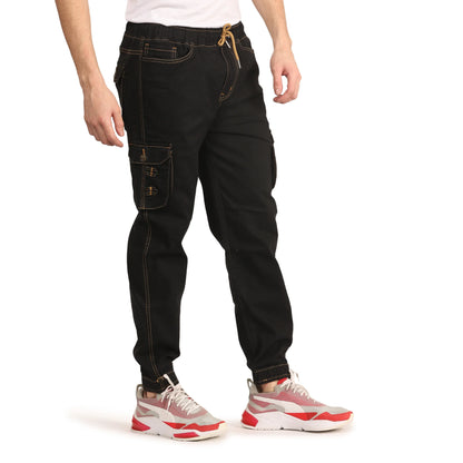 Abfy Zoo Men Regular Fit Black Denim Jeans Jogger - Style Code "KGDJGR-401006