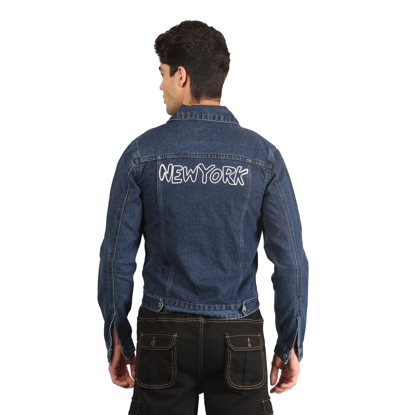 Kagad Men Regular Fit Dark Blue Printed Denim Jacket - Style Code "KGDJKT-402002