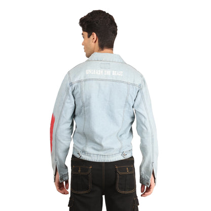 Kagad Men Regular Fit Light Blue Printed Denim Jacket - Style Code "KGDJKT-402003