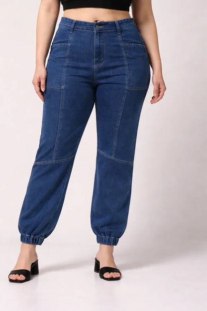 Kagad Womens High Rise Regular Fit Cut And Sew Mid Blue Denim Jeans - Style Code "KGDJNS-404013