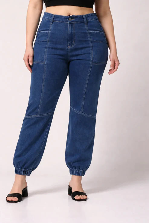 Kagad Womens High Rise Regular Fit Cut And Sew Mid Blue Denim Jeans - Style Code "KGDJNS-404013