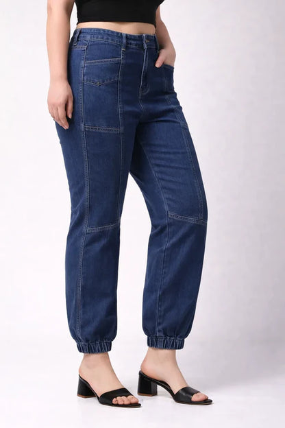 Kagad Womens High Rise Regular Fit Cut And Sew Mid Blue Denim Jeans - Style Code "KGDJNS-404013