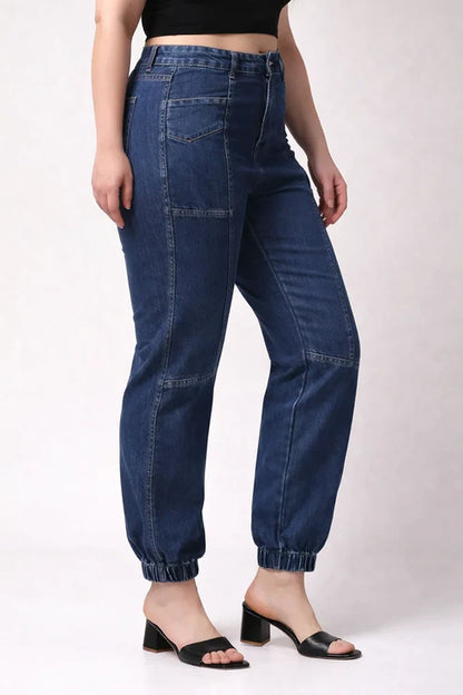 Kagad Womens High Rise Regular Fit Cut And Sew Mid Blue Denim Jeans - Style Code "KGDJNS-404013