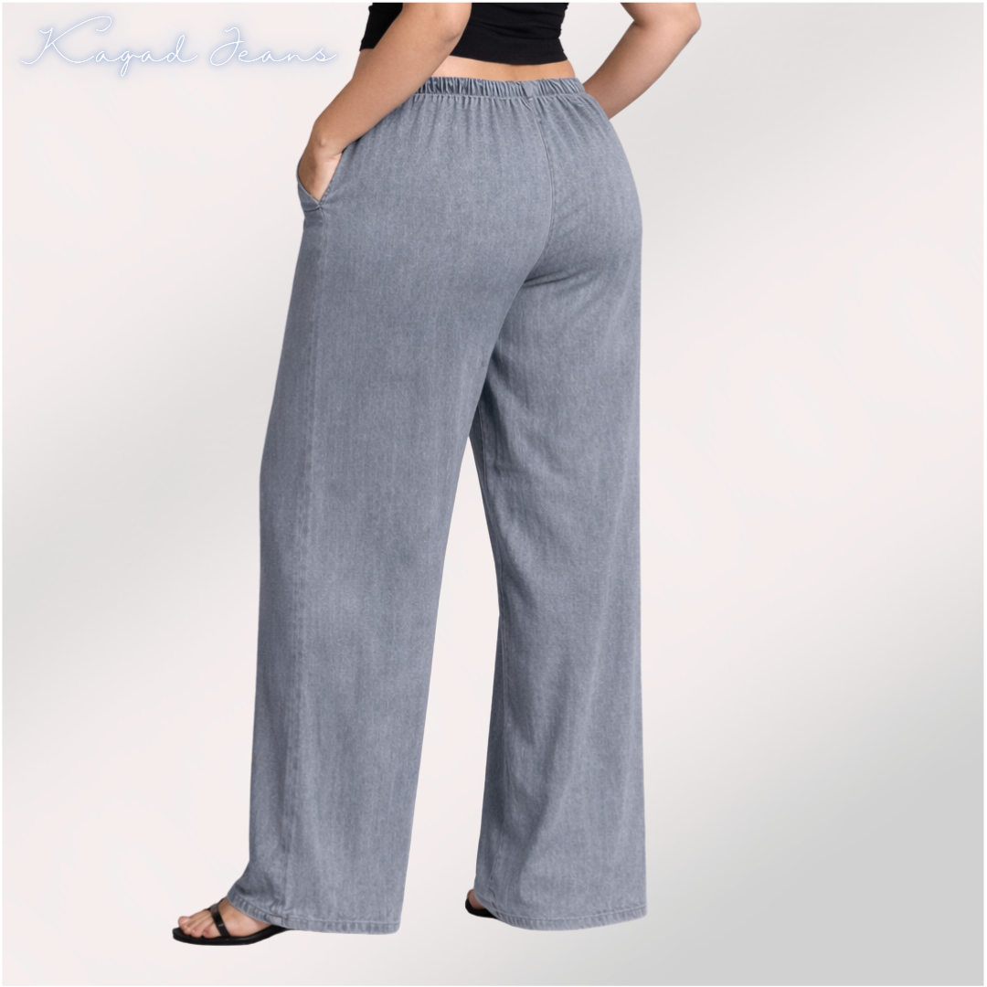 Womens elasticated waist loose straight fit Jeans KGDJNS-404039