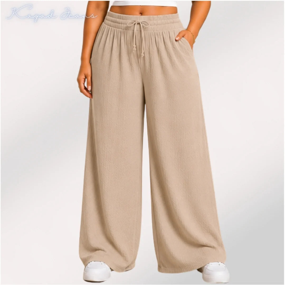 Womens elasticated High Rise waist loose straight fit Palazo Pajama KGDJNS-404058