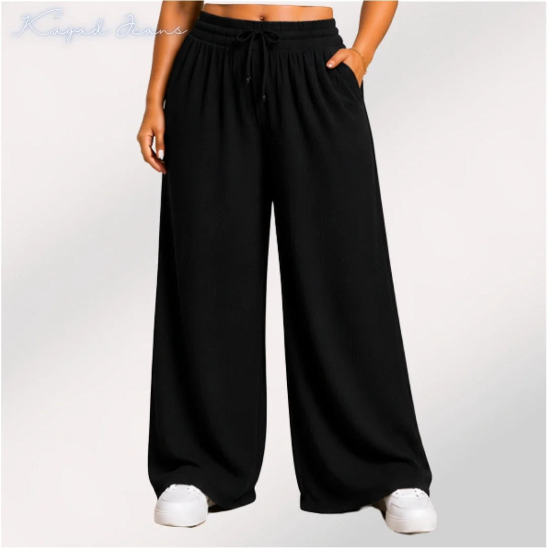 Womens elasticated High Rise waist loose straight fit Palazo Pajama KGDJNS-404060