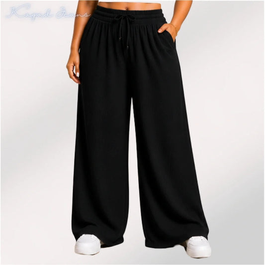 Womens elasticated High Rise waist loose straight fit Palazo Pajama KGDJNS-404060
