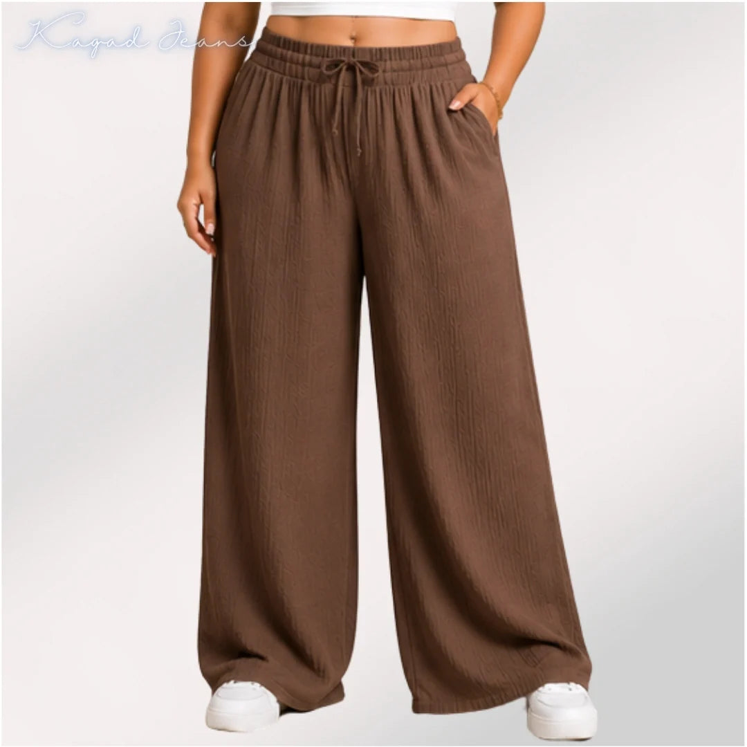 Womens elasticated High Rise waist loose straight fit Palazo Pajama KGDJNS-404061