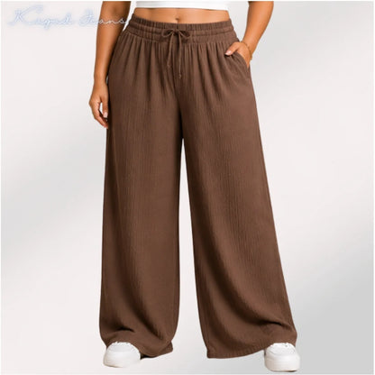 Womens elasticated High Rise waist loose straight fit Palazo Pajama KGDJNS-404061