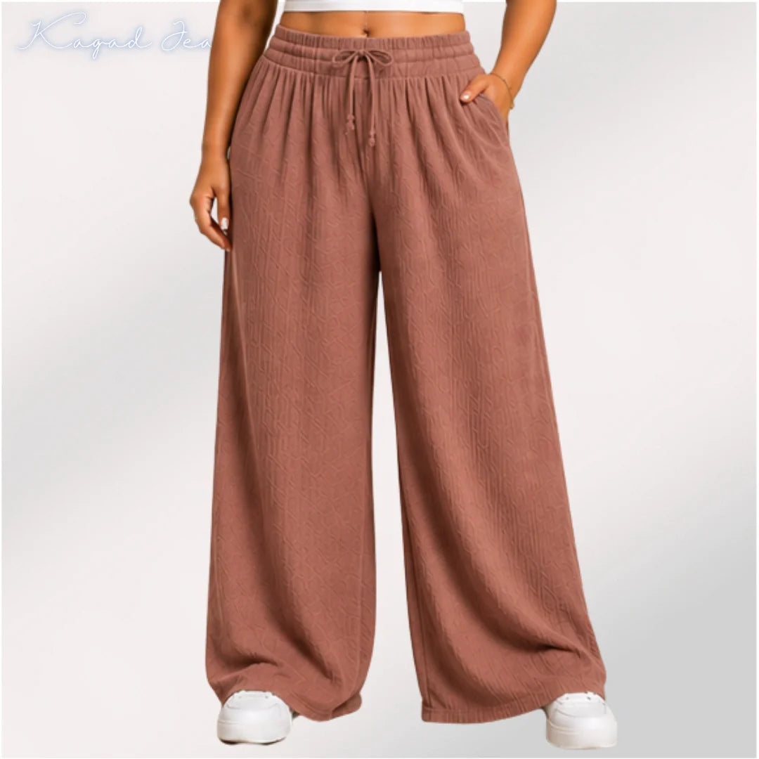 Womens elasticated High Rise waist loose straight fit Palazo Pajama KGDJNS-404062