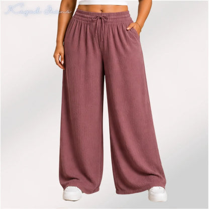Womens elasticated High Rise waist loose straight fit Palazo Pajama KGDJNS-404063