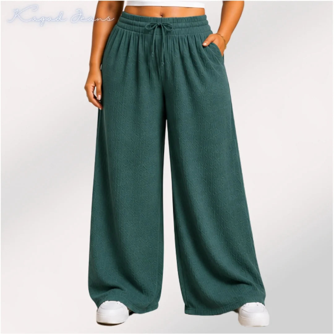 Womens elasticated High Rise waist loose straight fit Palazo Pajama KGDJNS-404065