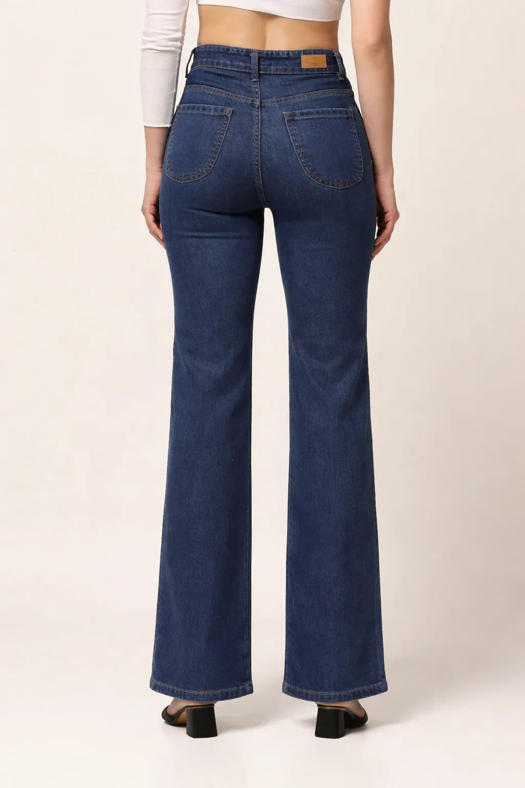 Kagad Womens High Rise Wide Leg Regular Fit Indigo Blue Denim Jeans - Style Code "KGDJNS-404015