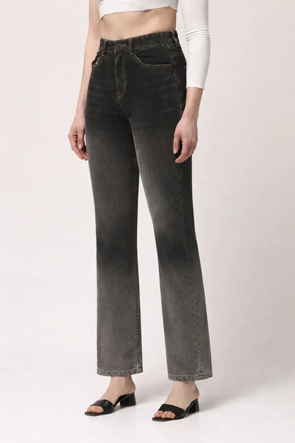 Kagad Womens High Rise Boot Cut Black Grey Denim Jeans - Style Code "KGDJNS-404017