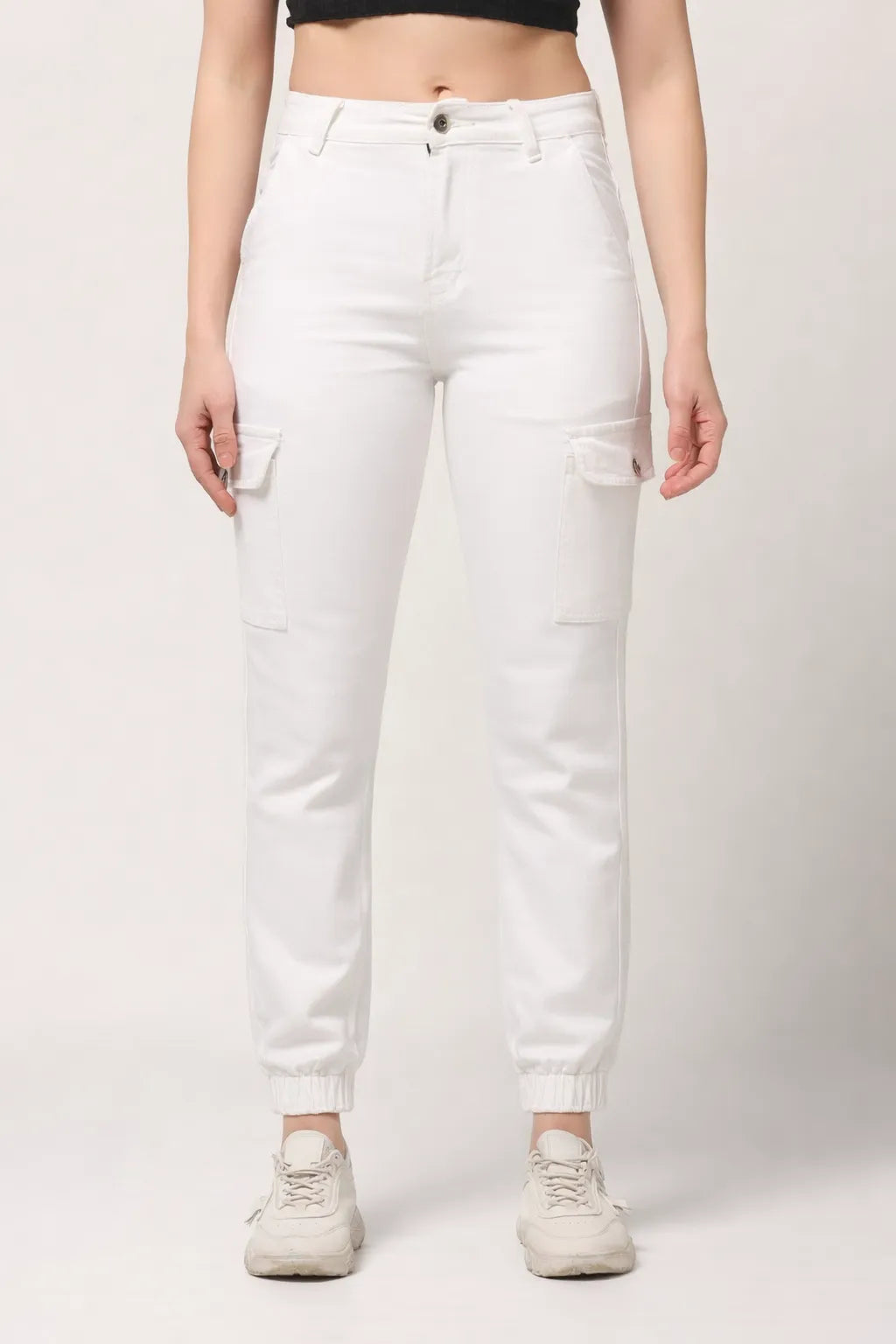 Abfy Zoo Womens High Rise Regular Fit White Denim Jeans Jogger - Style Code "KGDJGR-404005