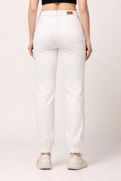 Abfy Zoo Womens High Rise Regular Fit White Denim Jeans Jogger - Style Code "KGDJGR-404005