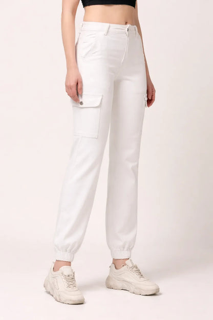 Abfy Zoo Womens High Rise Regular Fit White Denim Jeans Jogger - Style Code "KGDJGR-404005