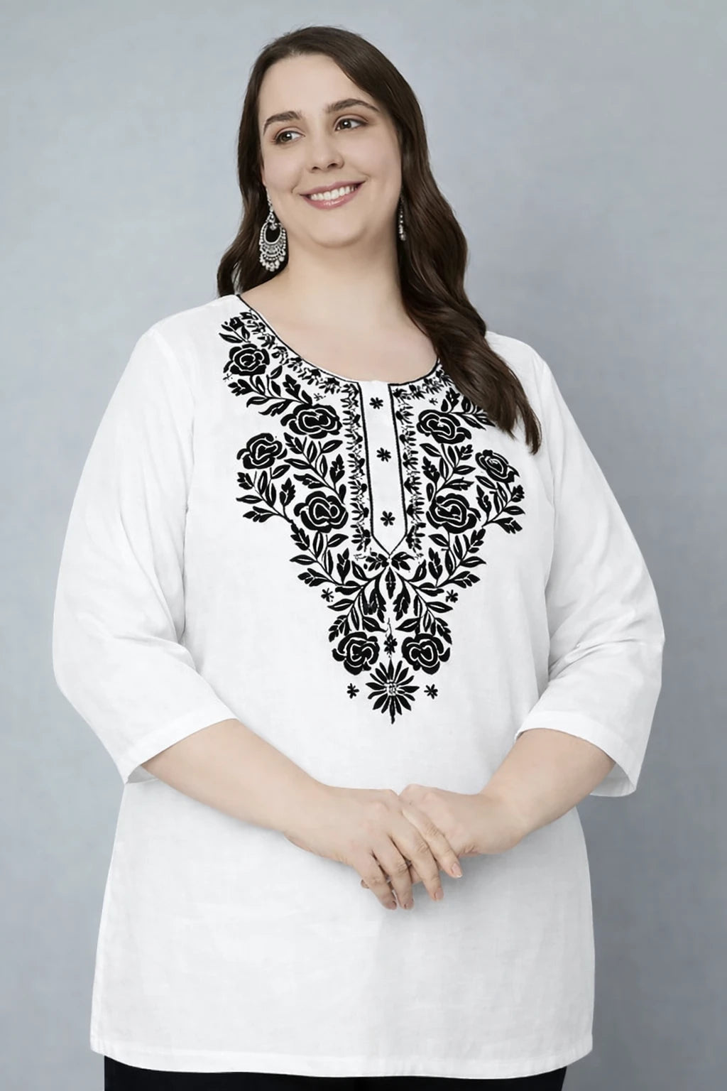 100 Zoo Women's Cotton Kurti with Intricate Embroidery Pack of Two