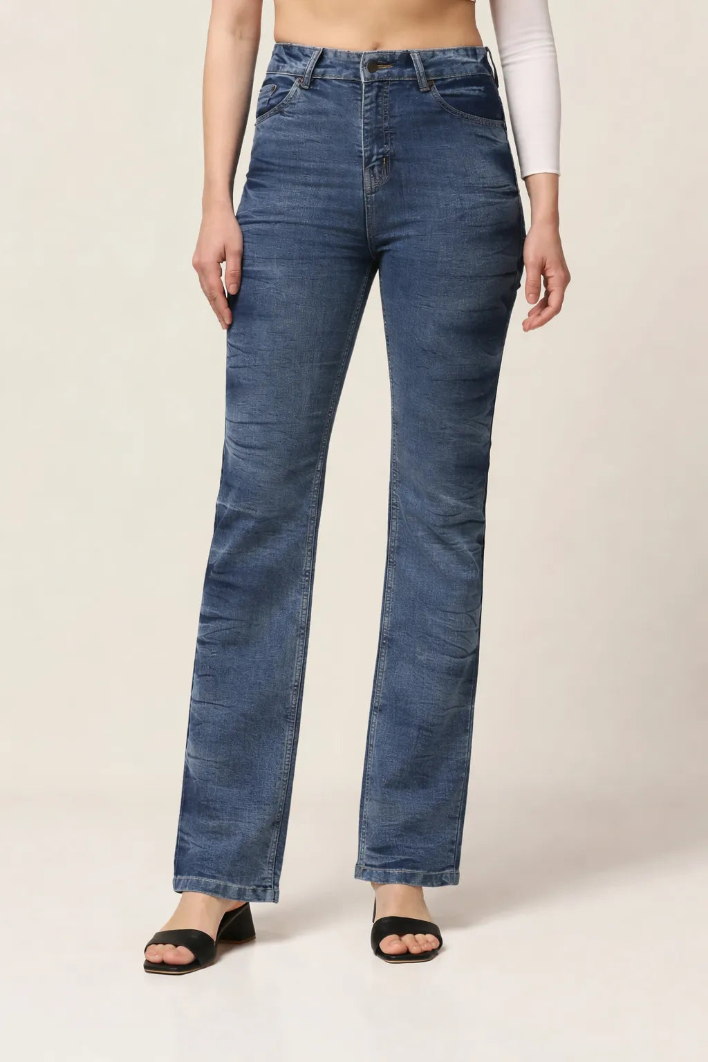 Kagad Womens High Rise Regular Fit Indigo Textured Denim Jeans - Style Code "KGDJNS-404011