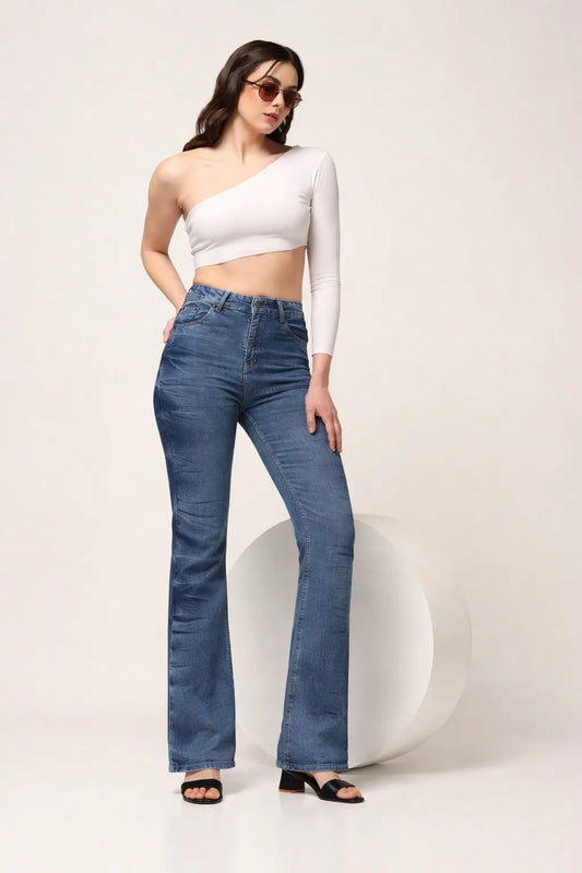 Kagad Womens High Rise Regular Fit Indigo Textured Denim Jeans - Style Code "KGDJNS-404011