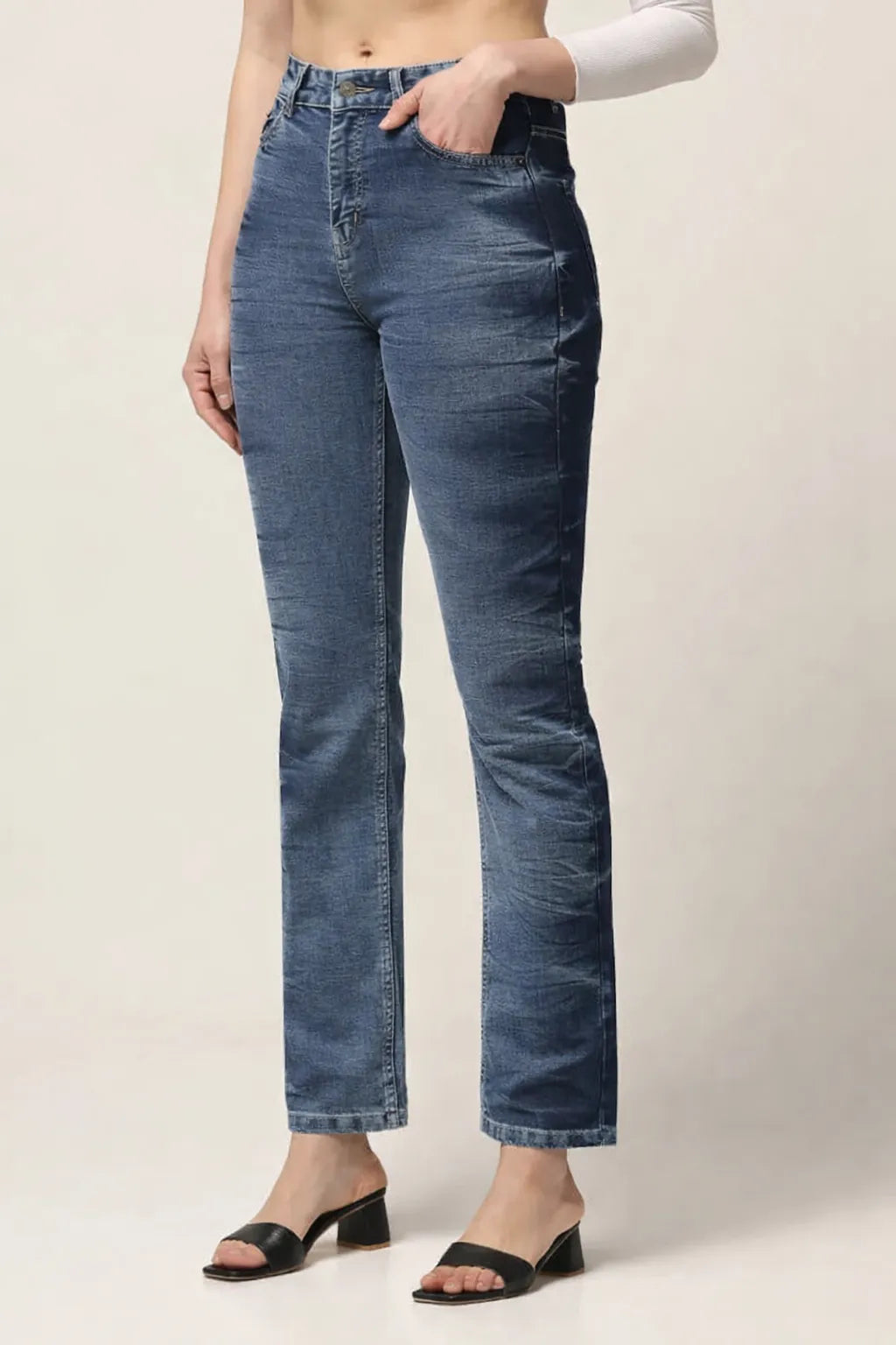 Kagad Womens High Rise Regular Fit Indigo Textured Denim Jeans - Style Code "KGDJNS-404011