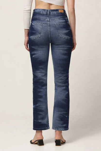 Kagad Womens High Rise Regular Fit Indigo Textured Denim Jeans - Style Code "KGDJNS-404011