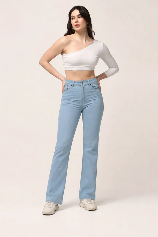 Kagad Womens High Rise Straight Fit Light Blue Denim Jeans - Style Code "KGDJNS-404029