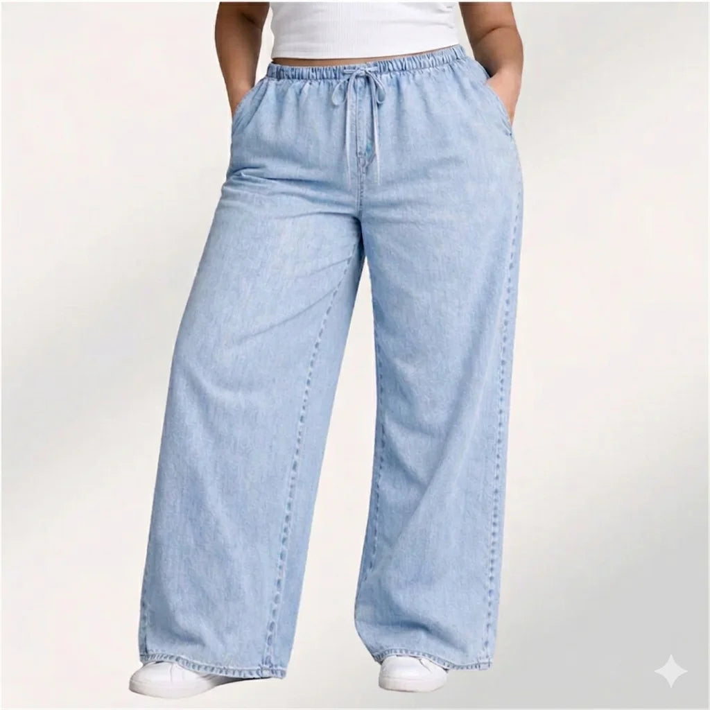Womens elasticated waist loose straight fit Jeans KGDJNS-404040