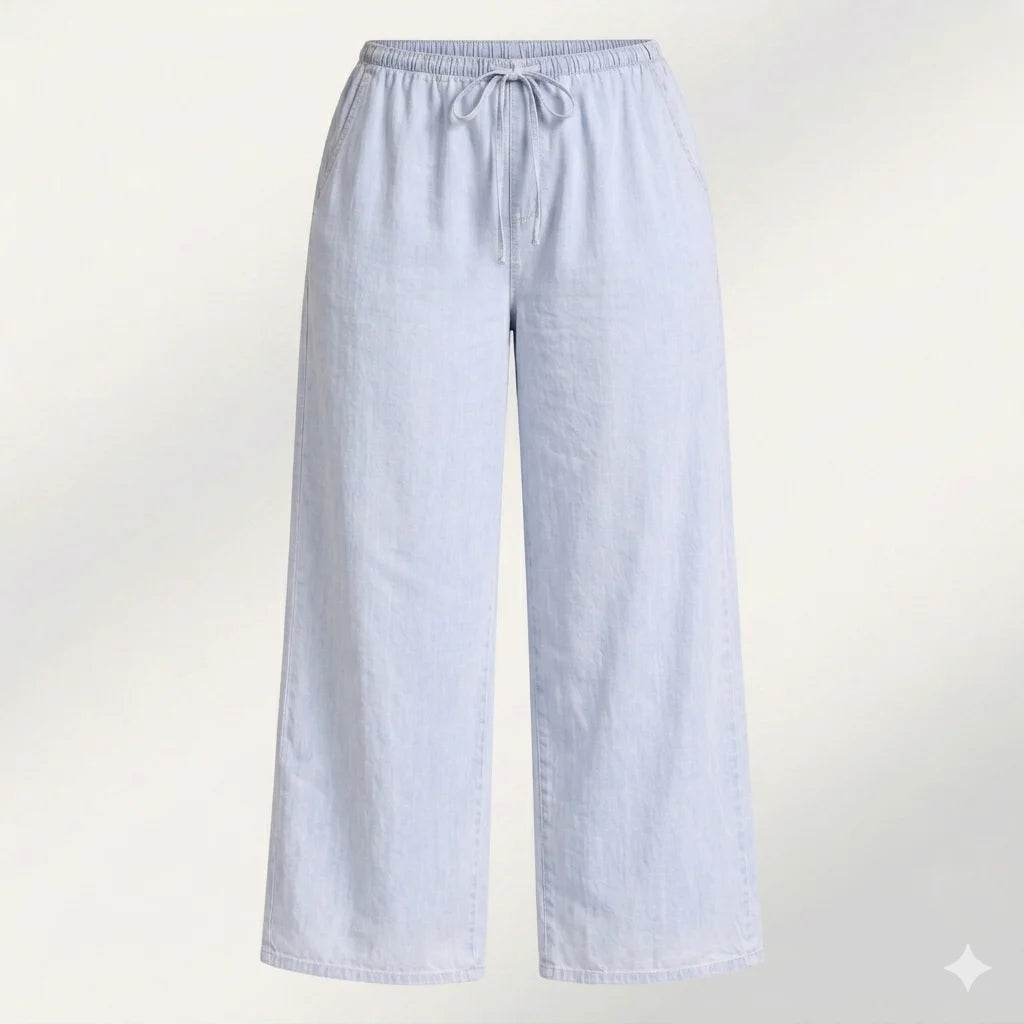 Womens elasticated waist loose straight fit Jeans KGDJNS-404041