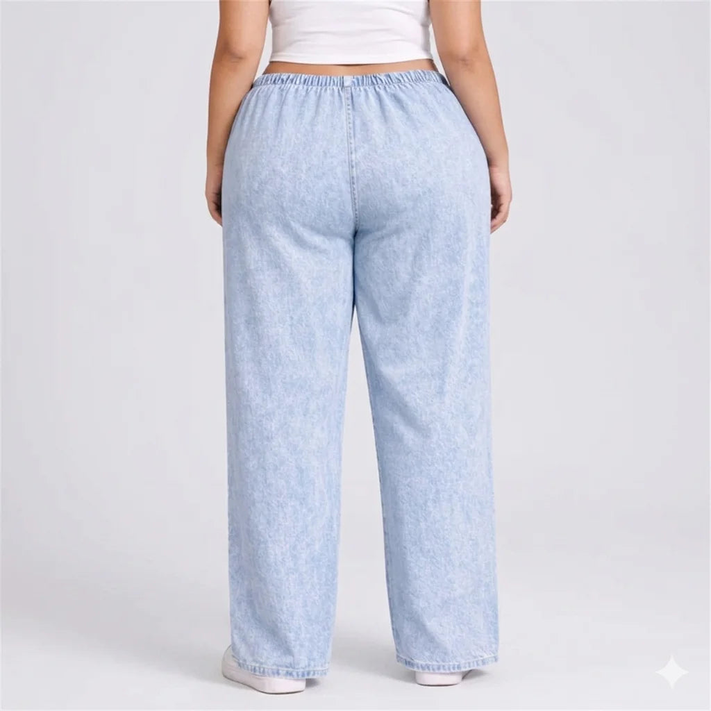 Womens elasticated waist loose straight fit Jeans KGDJNS-404040