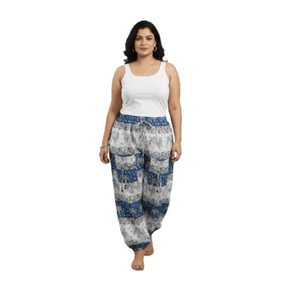 Women’s 100% Pure Cotton Elephant Print Harem Pants – Pack of 2