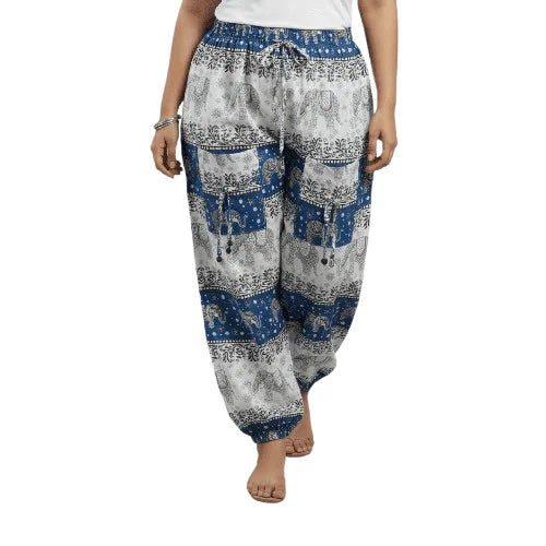 Women’s 100% Pure Cotton Elephant Print Harem Pants – Pack of 2