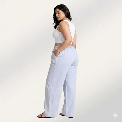 Womens elasticated waist loose straight fit Jeans KGDJNS-404041