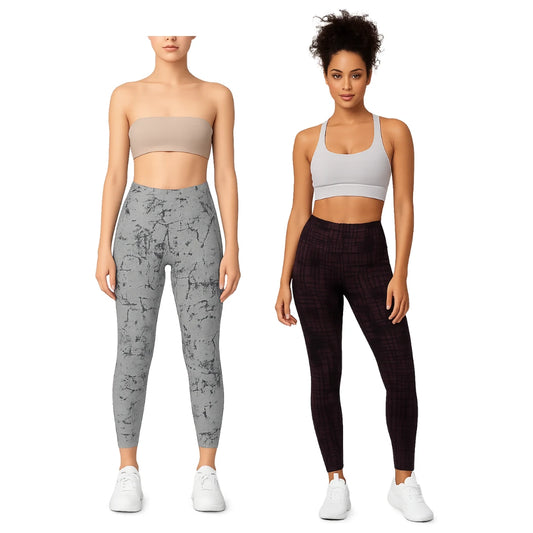 Women’s Cotton High-Rise Performance Leggings – Pack of 2
