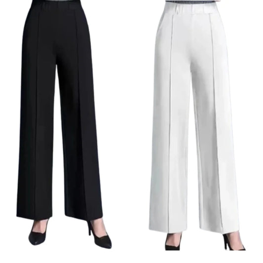 Women’s High-Rise Straight Fit Stretch Pants – Pack of 2