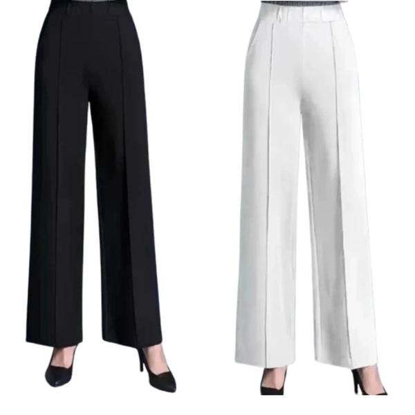 Women’s High-Rise Straight Fit Stretch Pants – Pack of 2