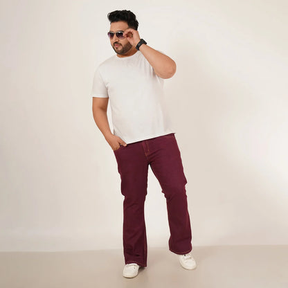 Kagad Mens Plus Size Boot Fit Garnet Red Color Denim Jeans - Style Code "KGDJN-406015