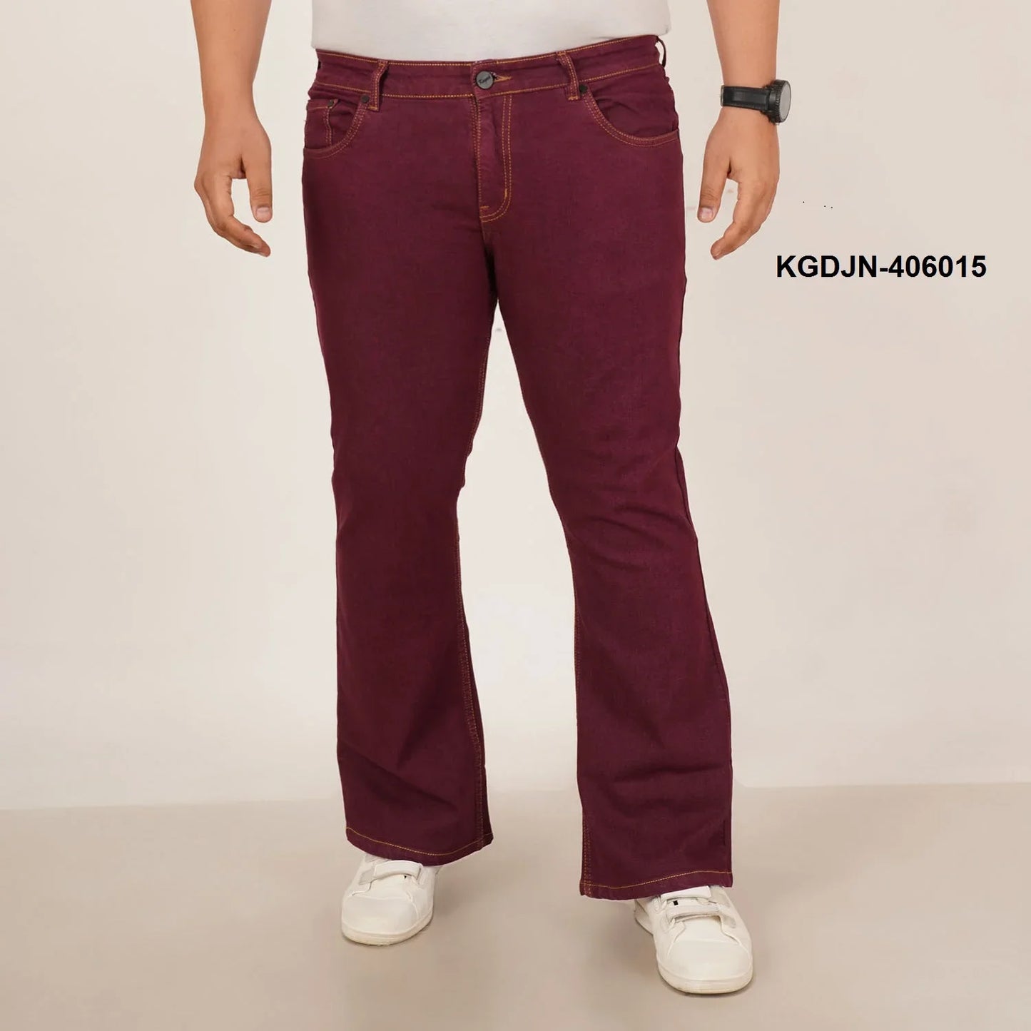 Kagad Mens Plus Size Boot Fit Garnet Red Color Denim Jeans - Style Code "KGDJN-406015