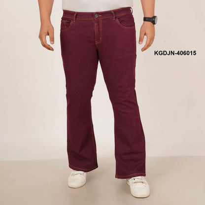 Kagad Mens Plus Size Boot Fit Garnet Red Color Denim Jeans - Style Code "KGDJN-406015