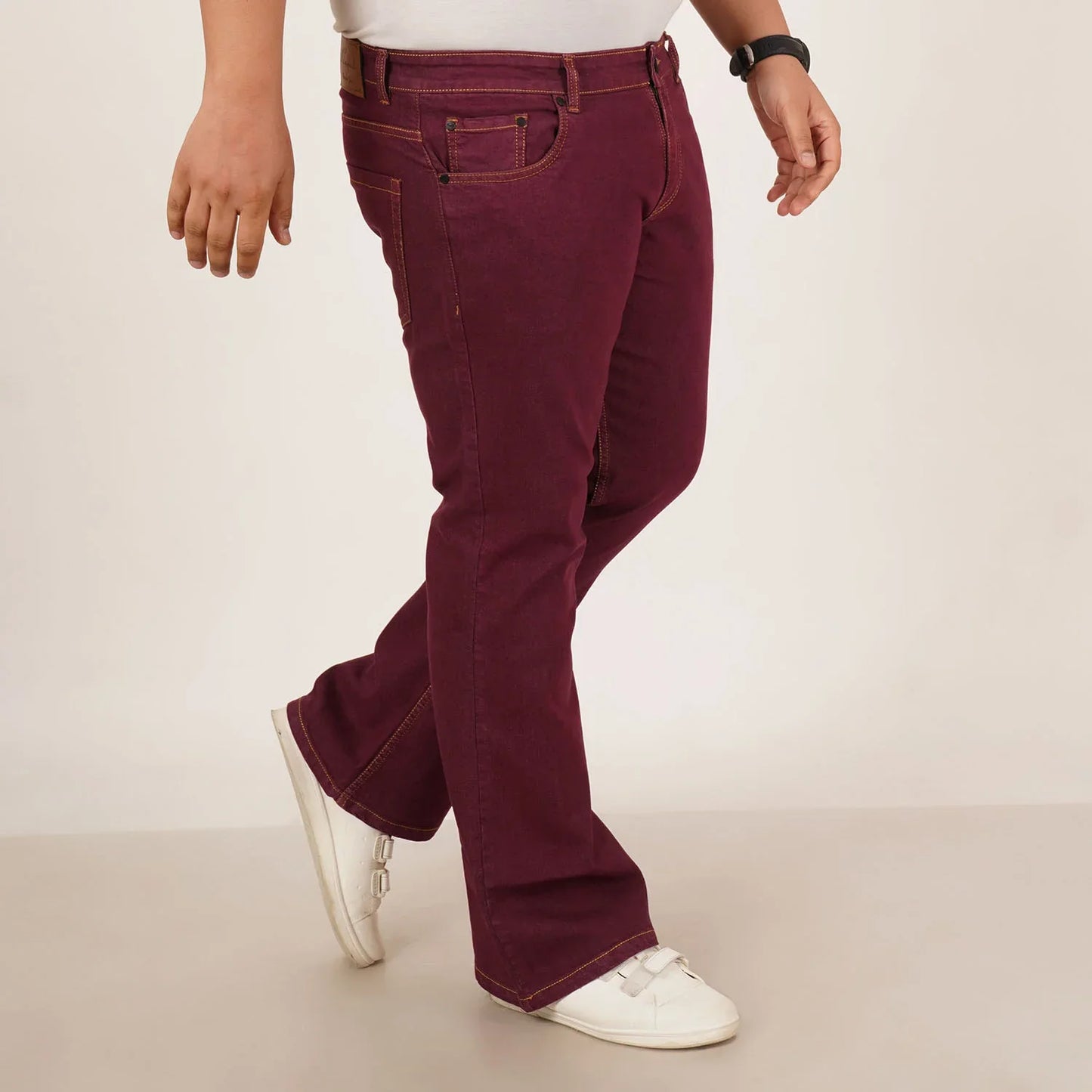 Kagad Mens Plus Size Boot Fit Garnet Red Color Denim Jeans - Style Code "KGDJN-406015