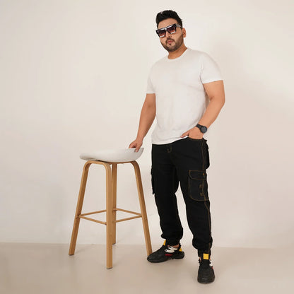 Abfy Zoo Mens Plus Size Loose Fit Black Color Denim Jogger - Style Code "KGDJGR-406052