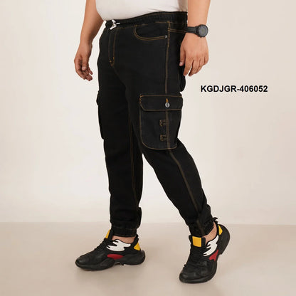 Abfy Zoo Mens Plus Size Loose Fit Black Color Denim Jogger - Style Code "KGDJGR-406052