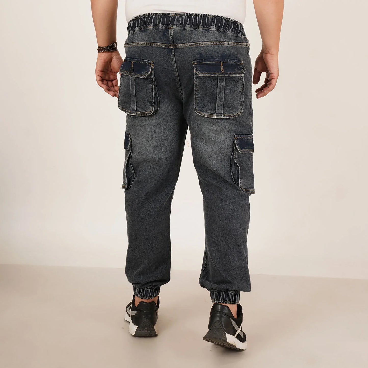 Abfy Zoo Mens Plus Size Loose Fit Fadded Blue Grey Ting Color Denim Jogger - Style Code "KGDJGR-406068