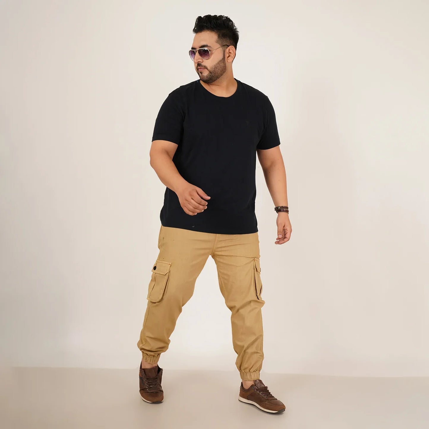 Abfy Zoo Mens Plus Size Loose Fit Rich Cream Color Denim Jogger - Style Code "KGDJGR-406066