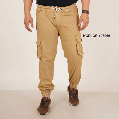 Abfy Zoo Mens Plus Size Loose Fit Rich Cream Color Denim Jogger - Style Code "KGDJGR-406066