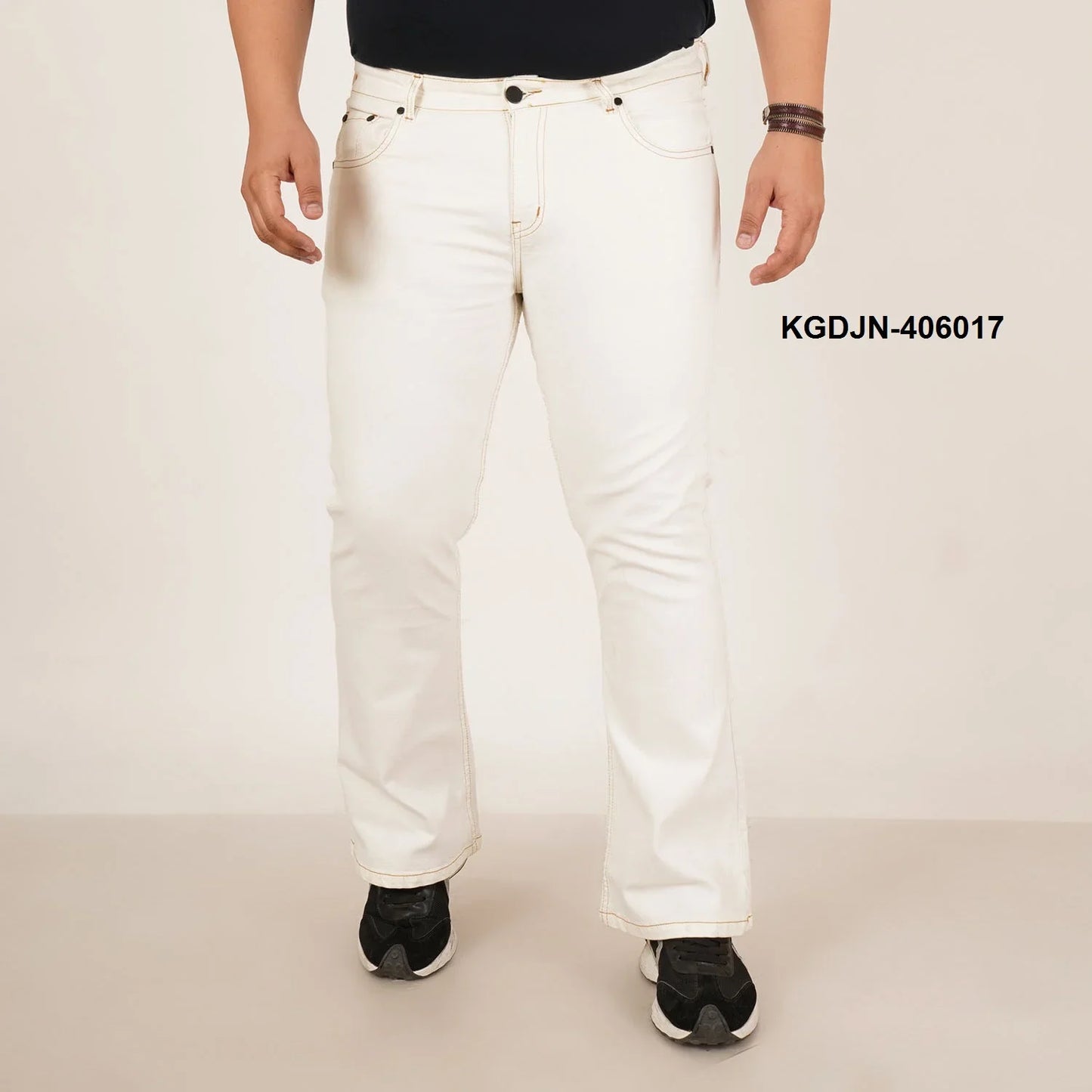 Kagad Mens Plus Size Boot Fit White Color Denim Jeans - Style Code "KGDJN-406017