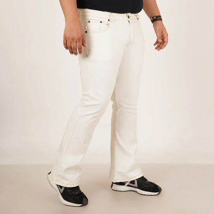 Kagad Mens Plus Size Boot Fit White Color Denim Jeans - Style Code "KGDJN-406017